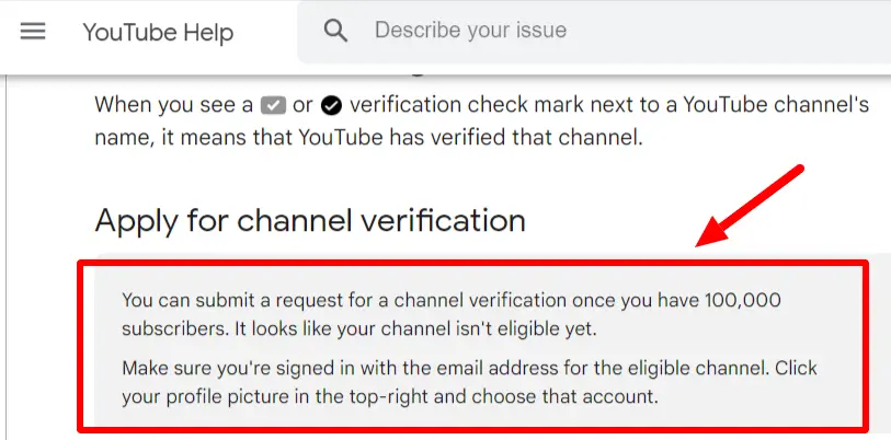 Applying for Channel Verification