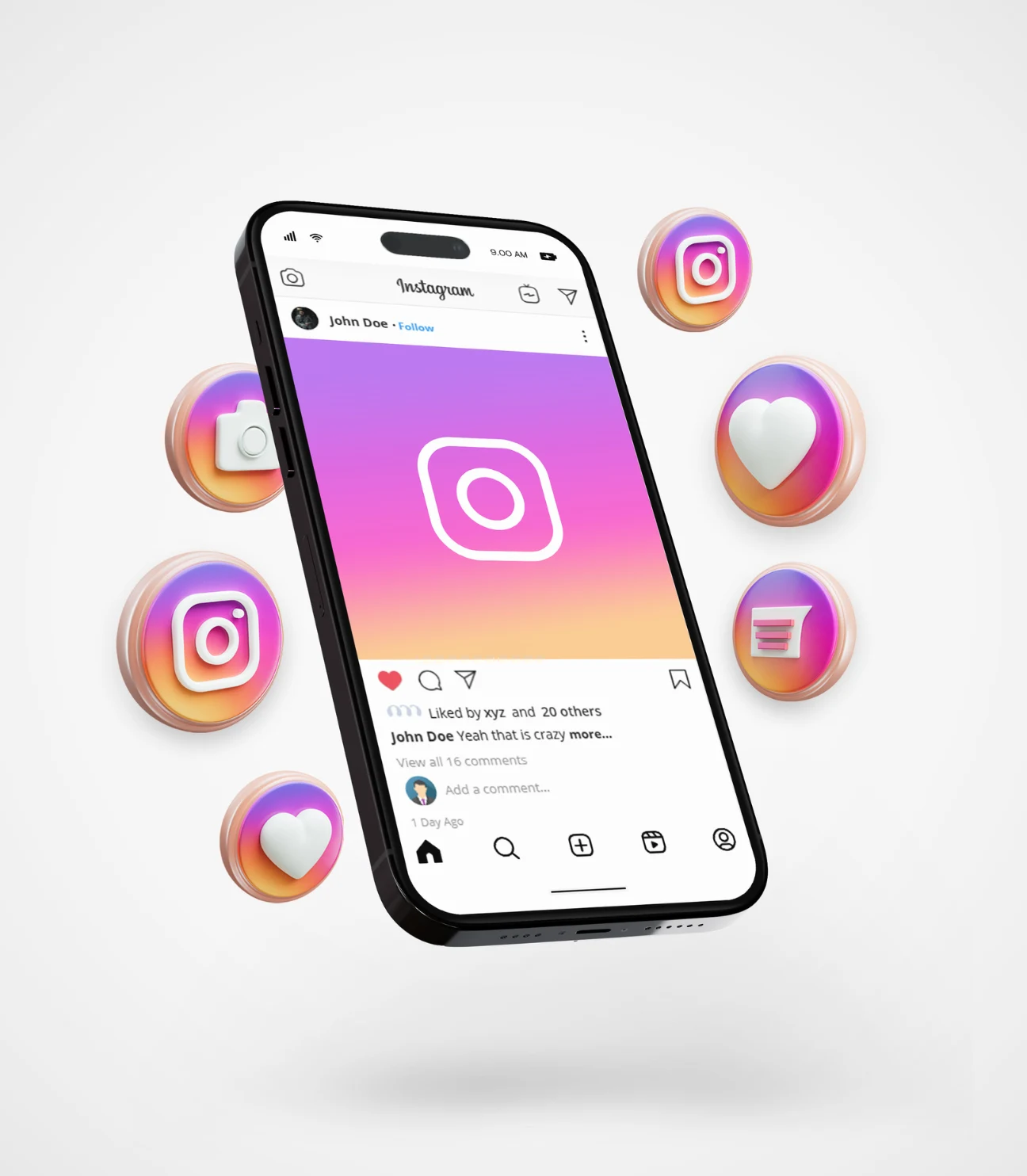 A smartphone displaying an Instagram post